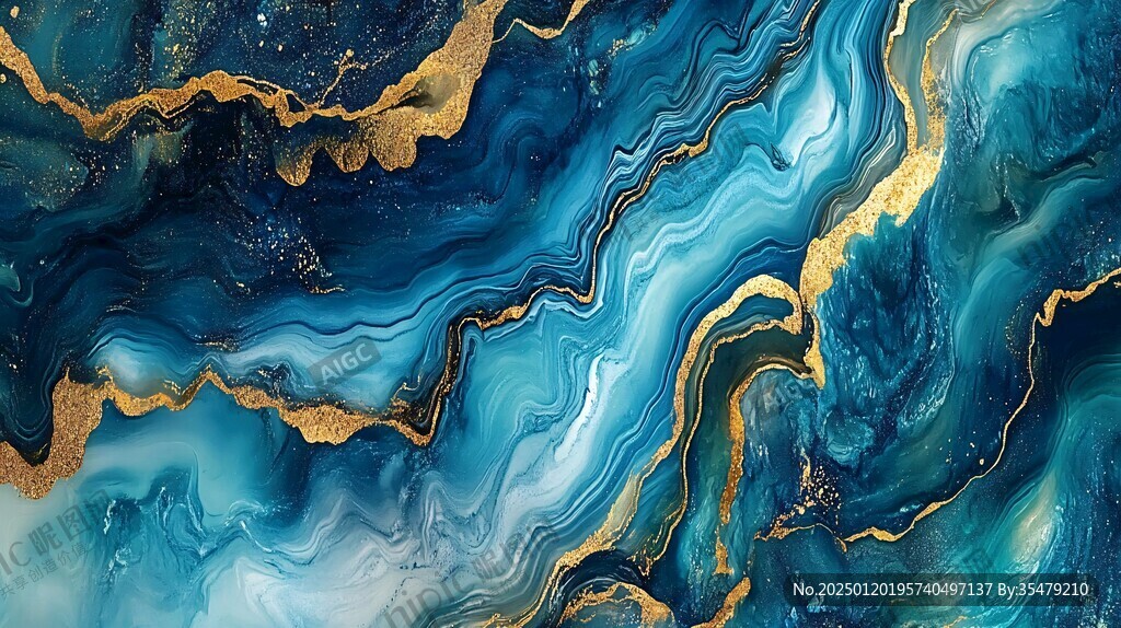 蓝色流体创意抽象画
