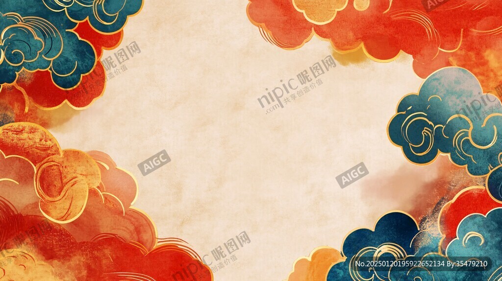 彩墨云纹艺术画