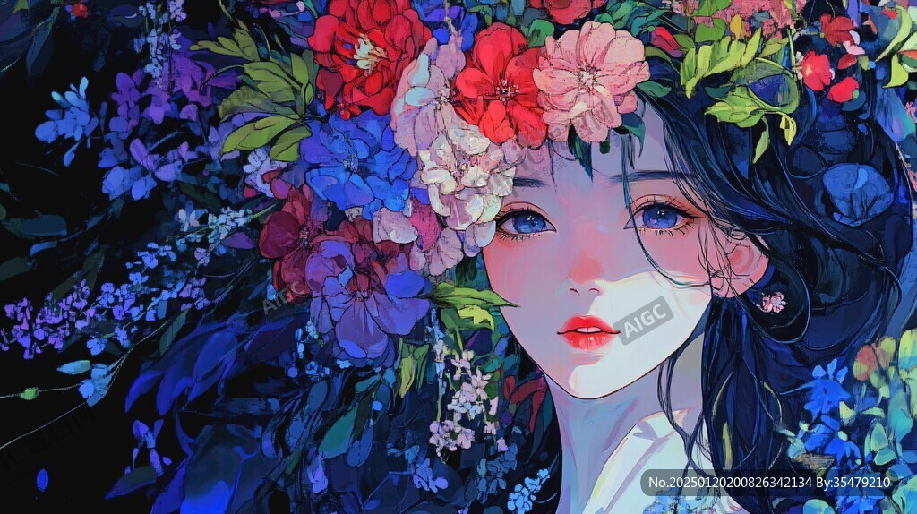 唯美少女与花系列