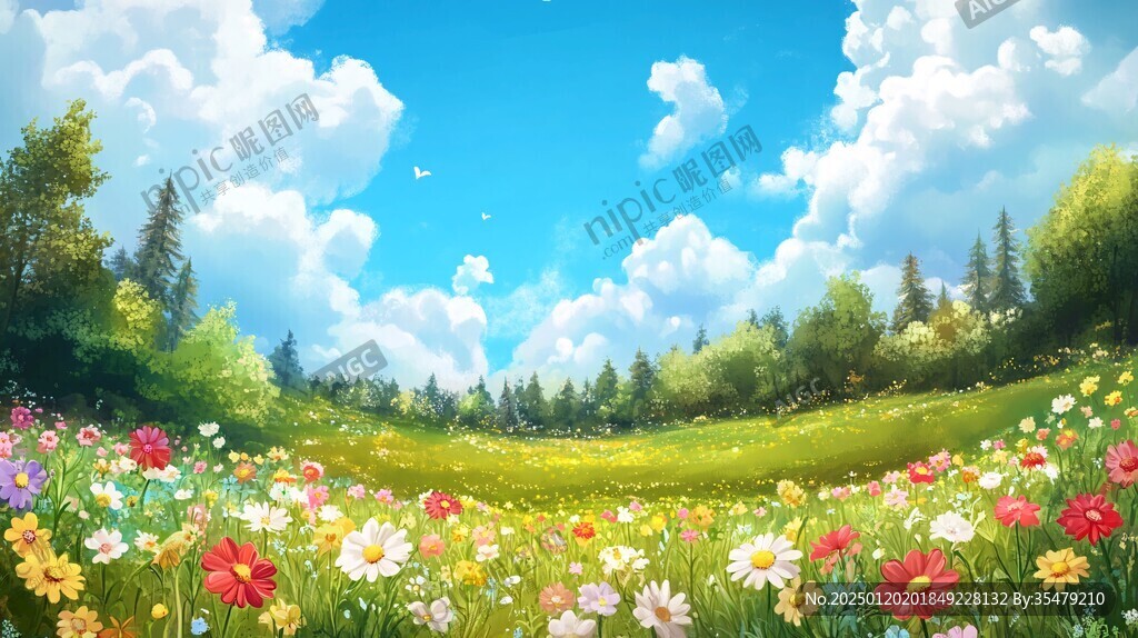 唯美梦幻花田场景