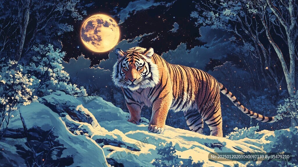 虎年吉祥猛虎下山新年