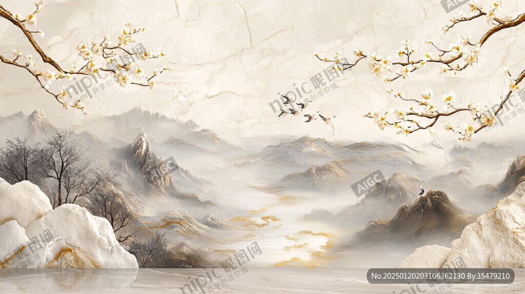 新中式金色山水