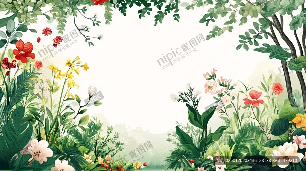 热带雨林花草树木背景