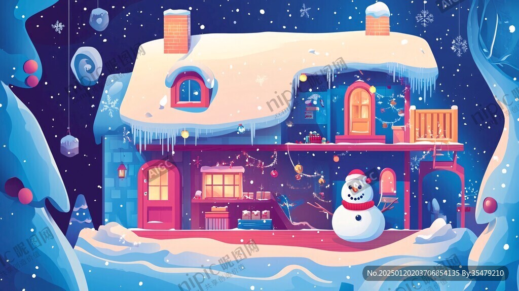冬天雪屋积雪雪景