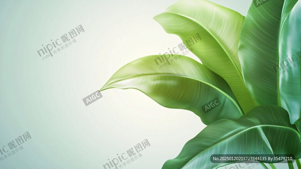 芭蕉叶绿色背景作品