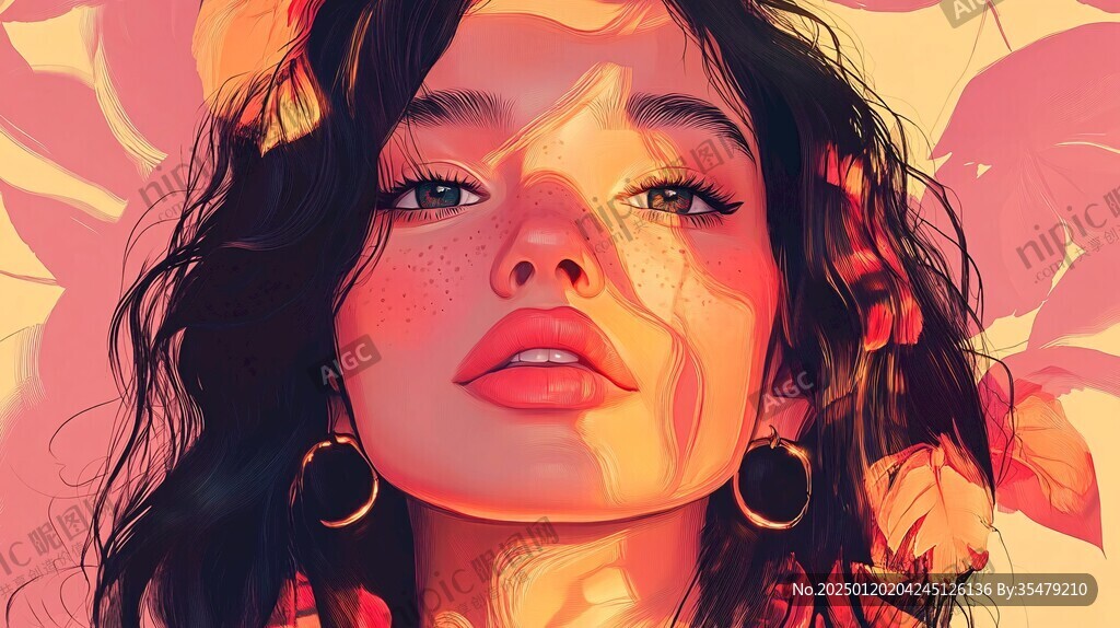 数字美女插画