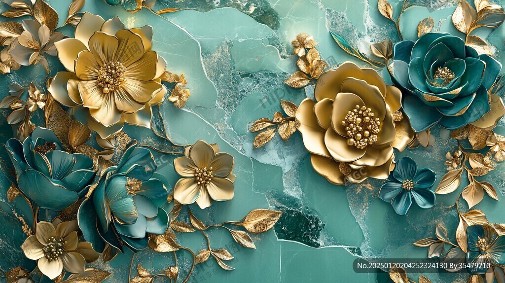 3d浮雕金属牡丹花