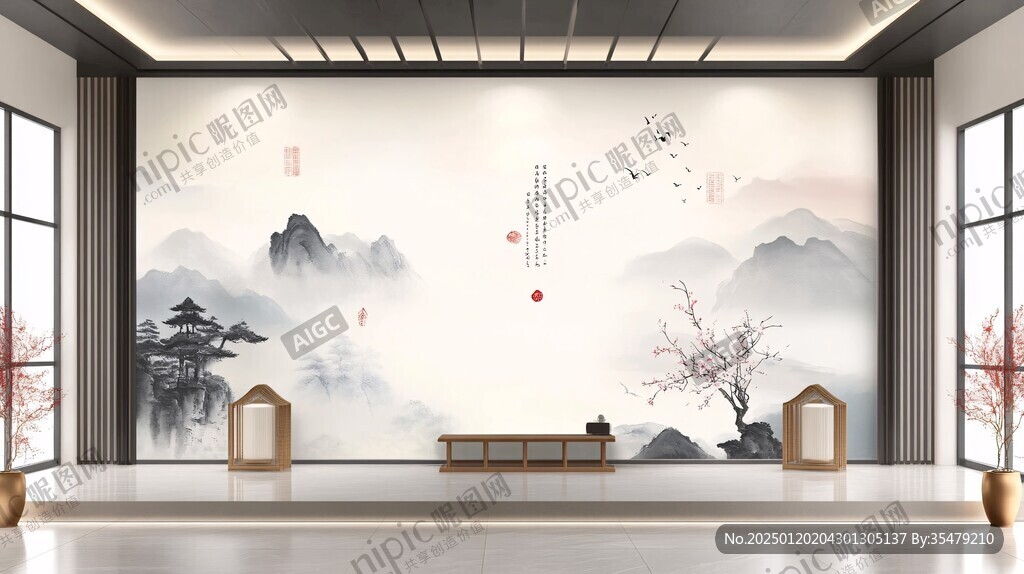 迎客松酒店客厅背景