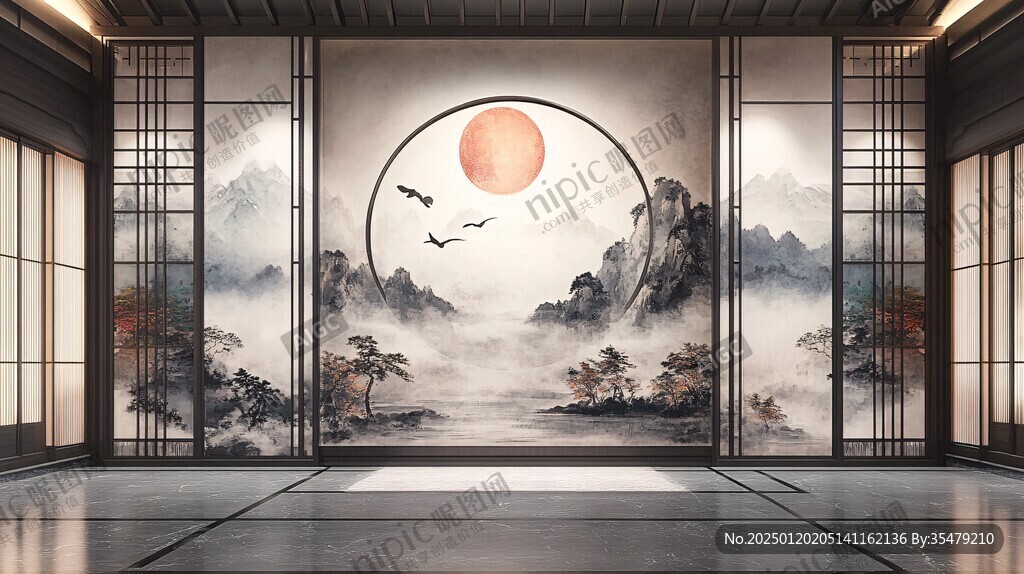 新中式背景场景图