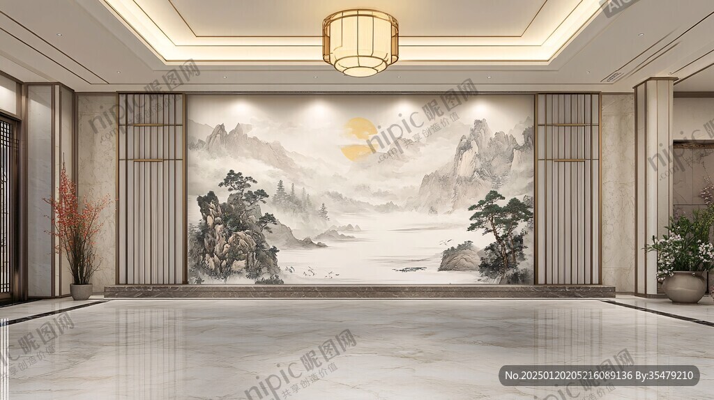 迎客松酒店客厅背景