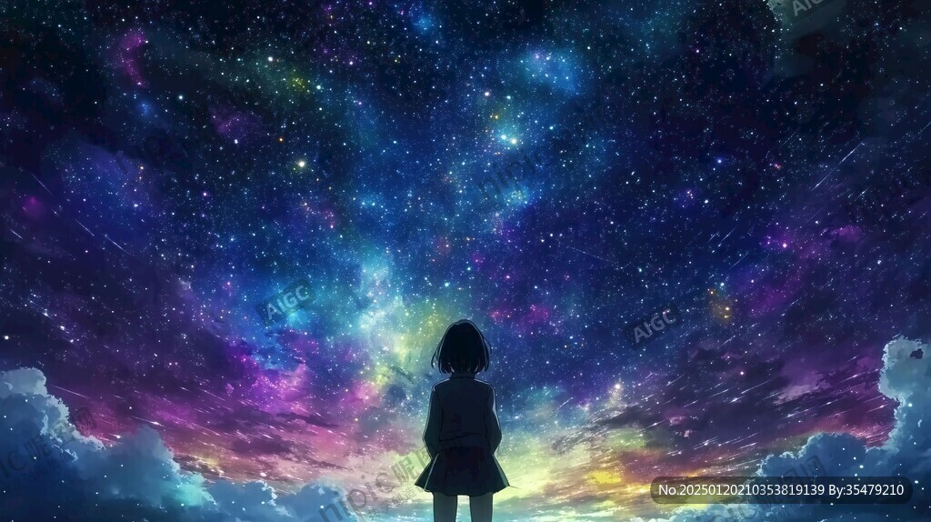星辰大海女孩背影