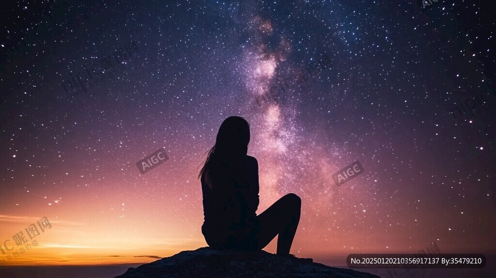 星辰大海女孩背影
