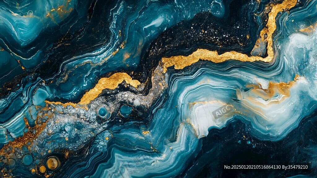 蓝色流体创意抽象画