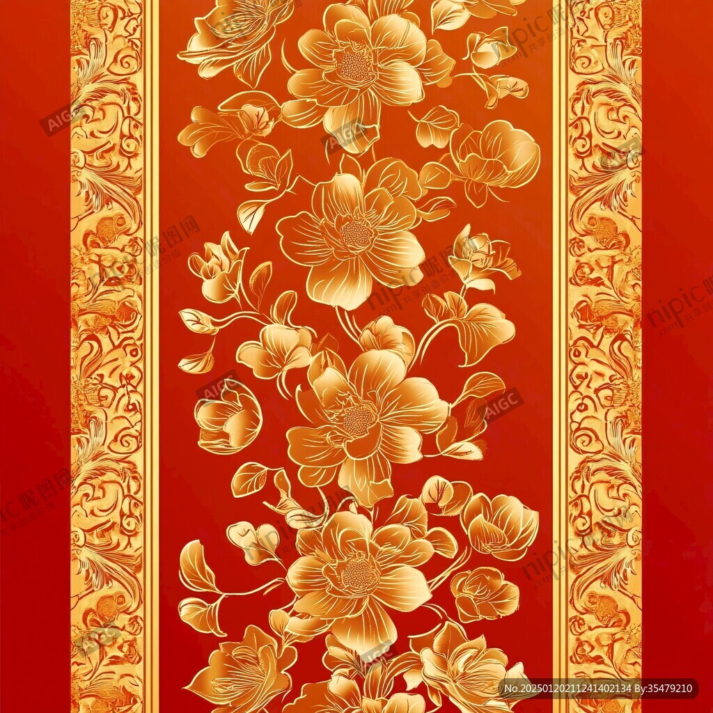 金色牡丹花纹