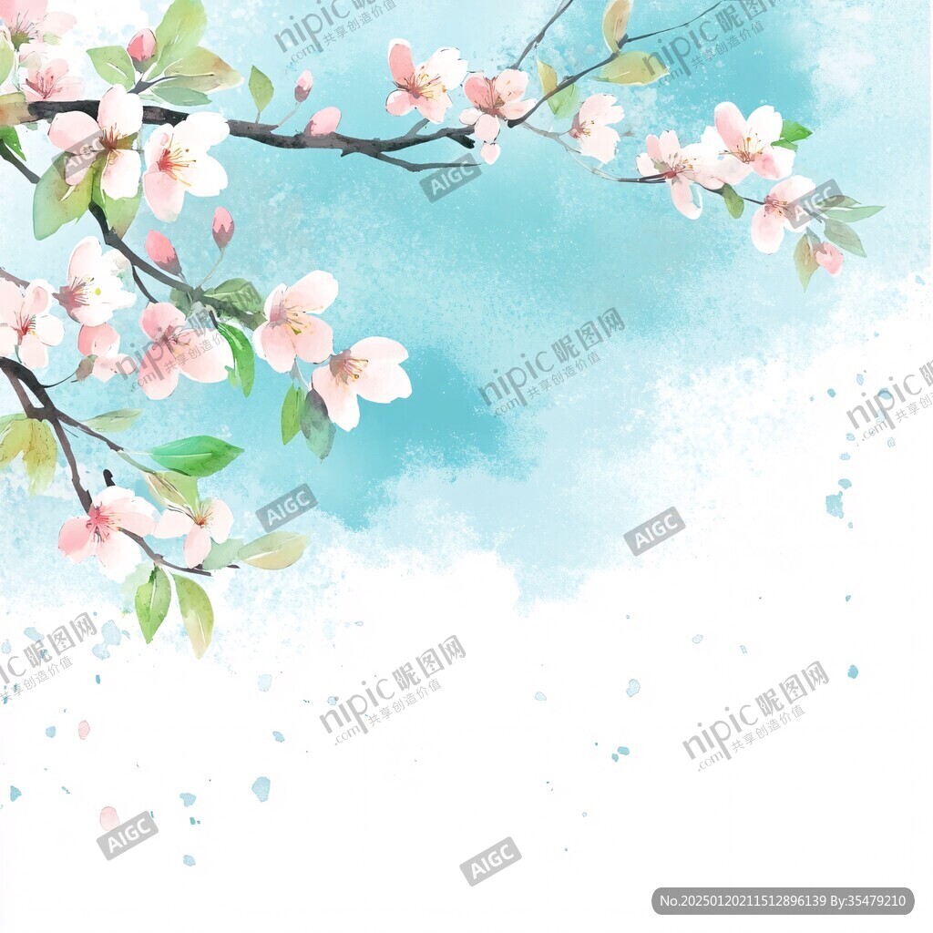 手绘桃花背景