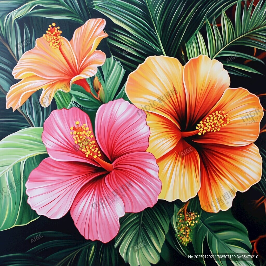 热带植物壁画