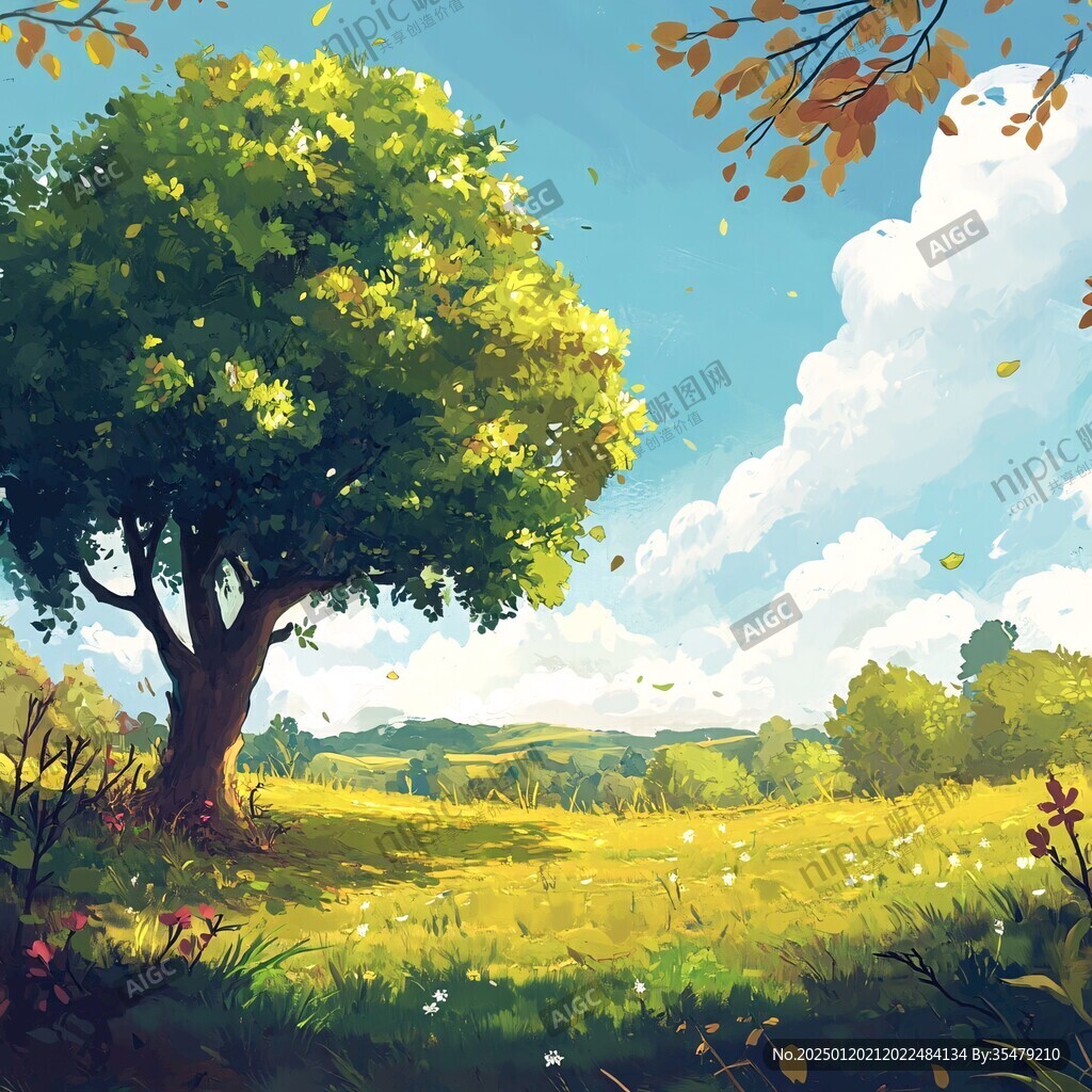 草地场景插画