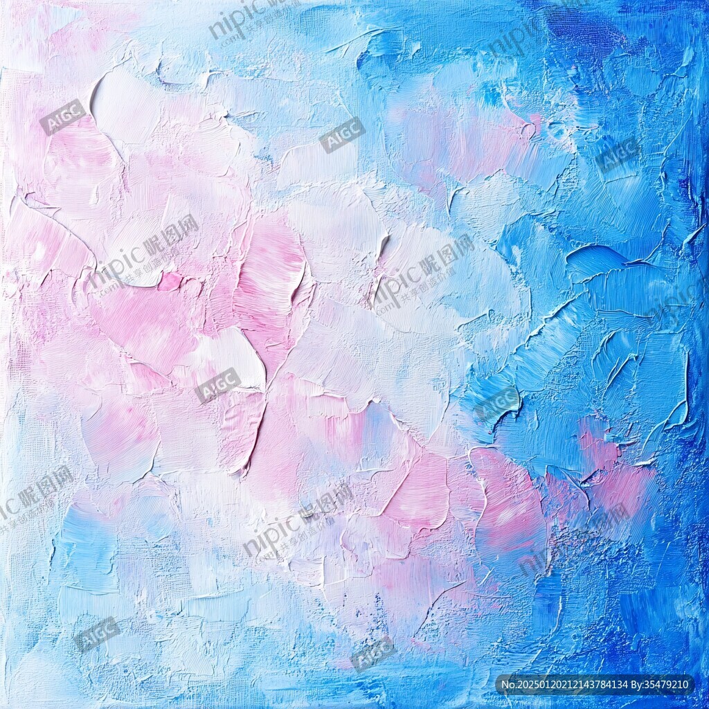 油画抽象蓝色