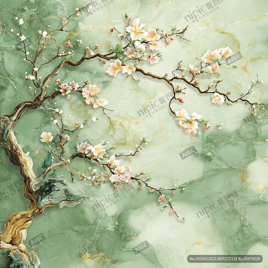 梅花大型高清壁画