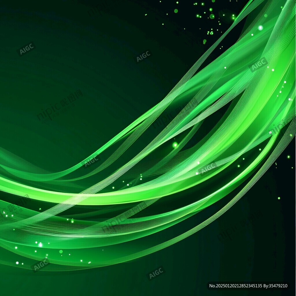 绿色动感线条梦幻花纹