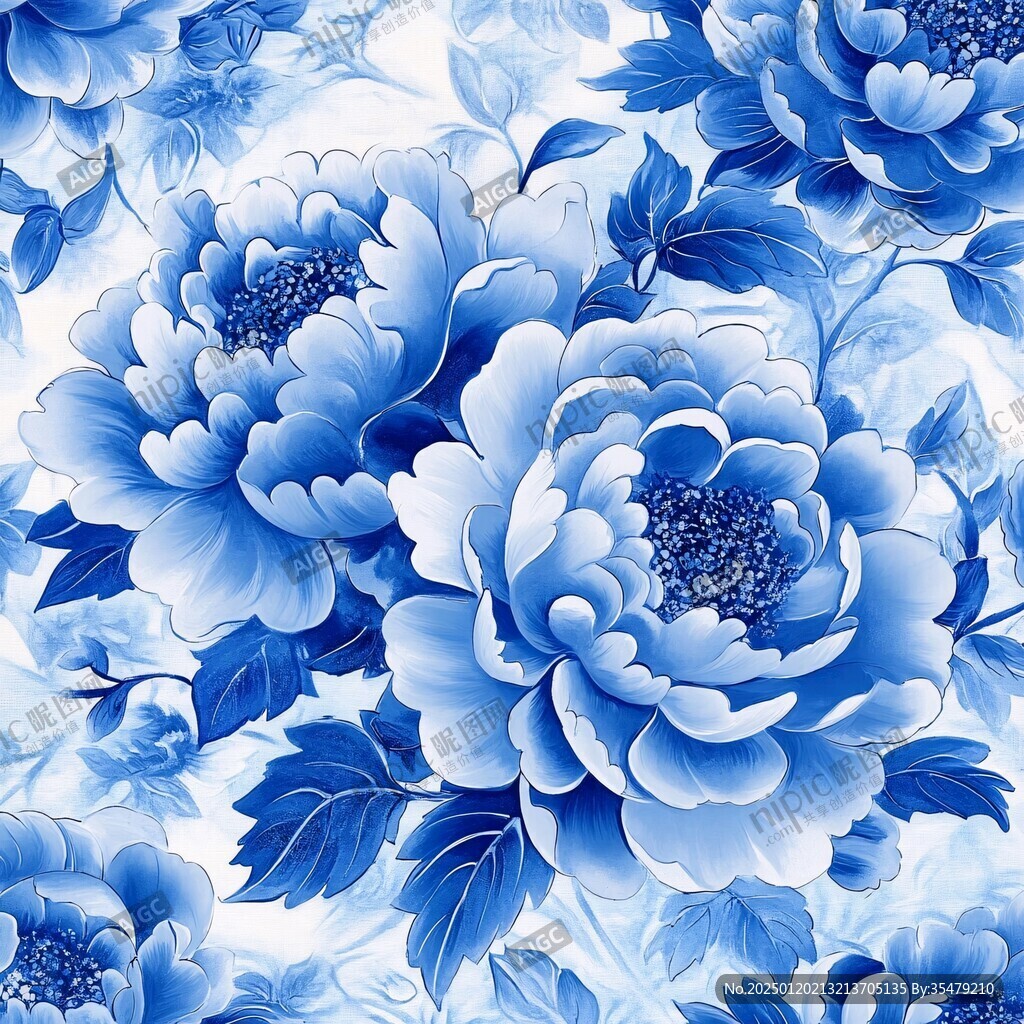 牡丹青花图案