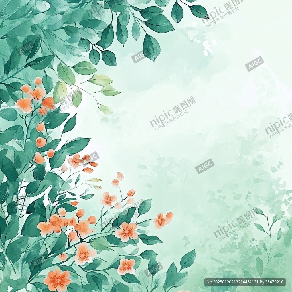 绿色淡雅插画风
