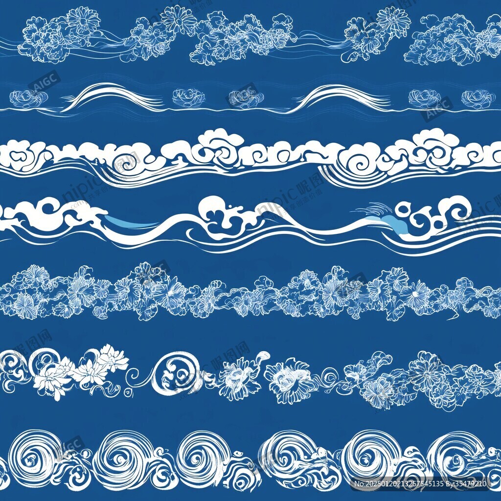 中式图案云纹浪花
