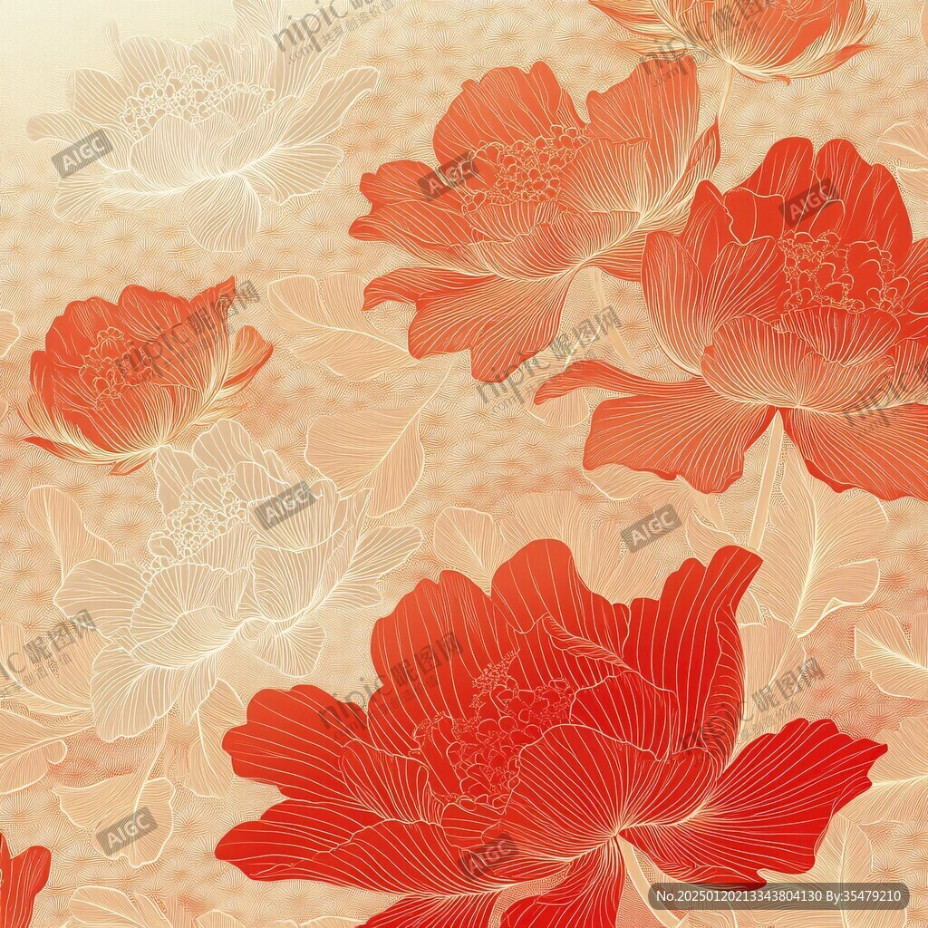 手绘质感牡丹
