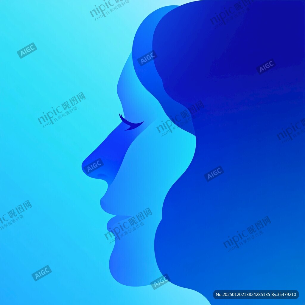 蓝色渐变剪影