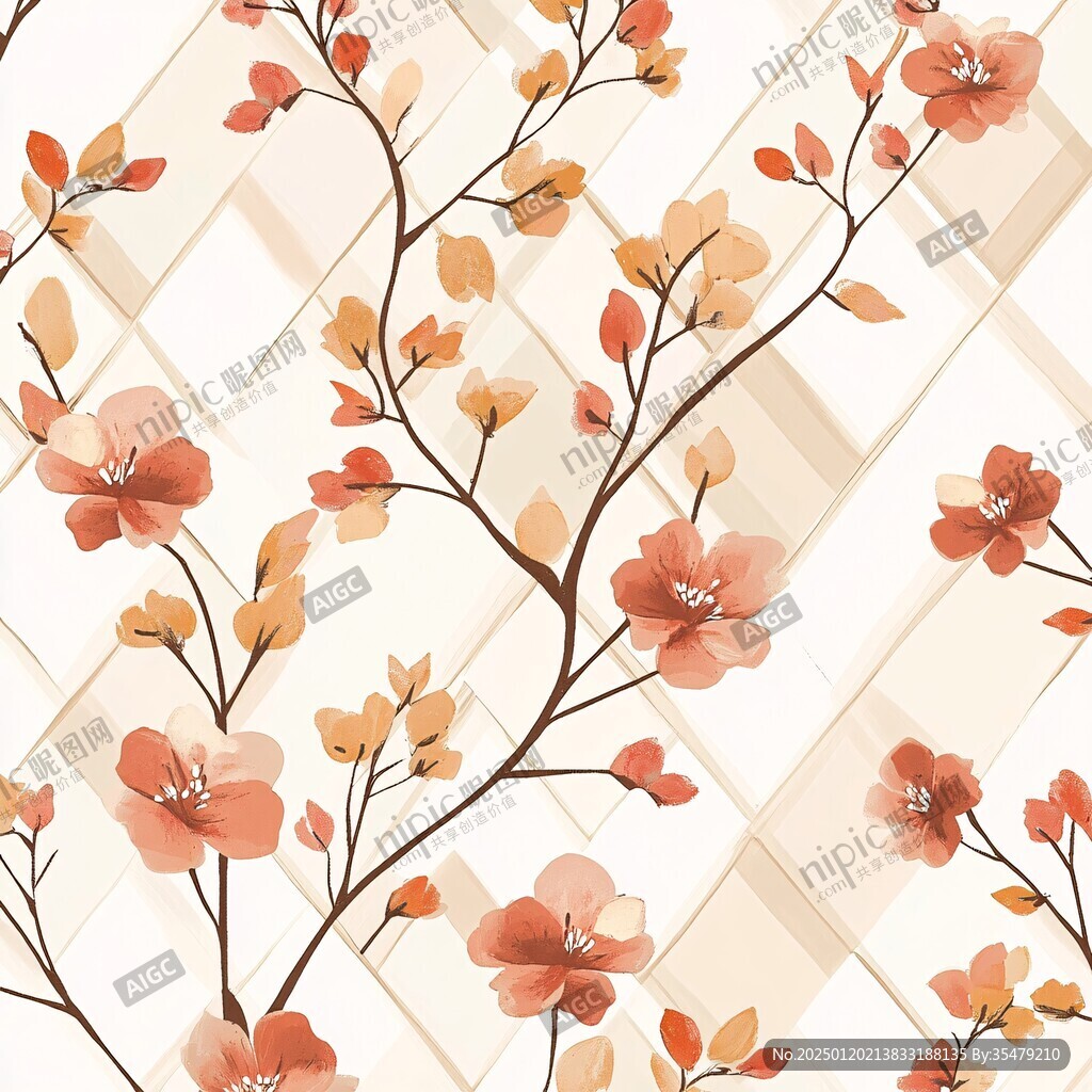 枝条小花墙纸花型