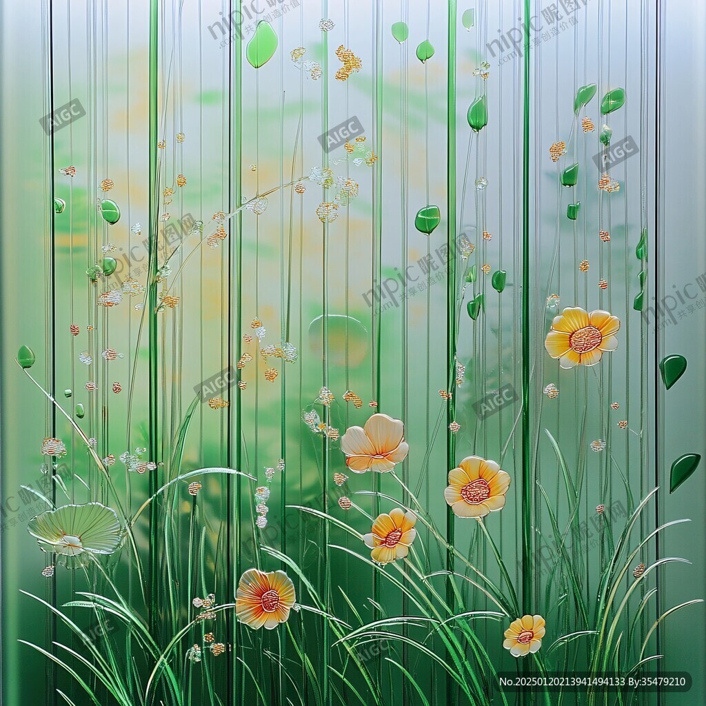 手绘花草壁画