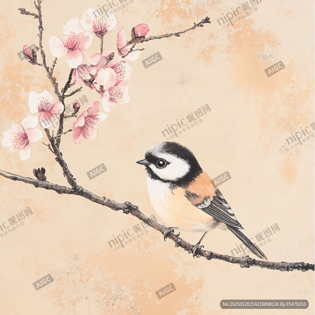 梅花小鸟装饰画
