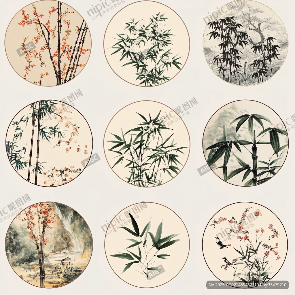 圆形梅兰竹菊