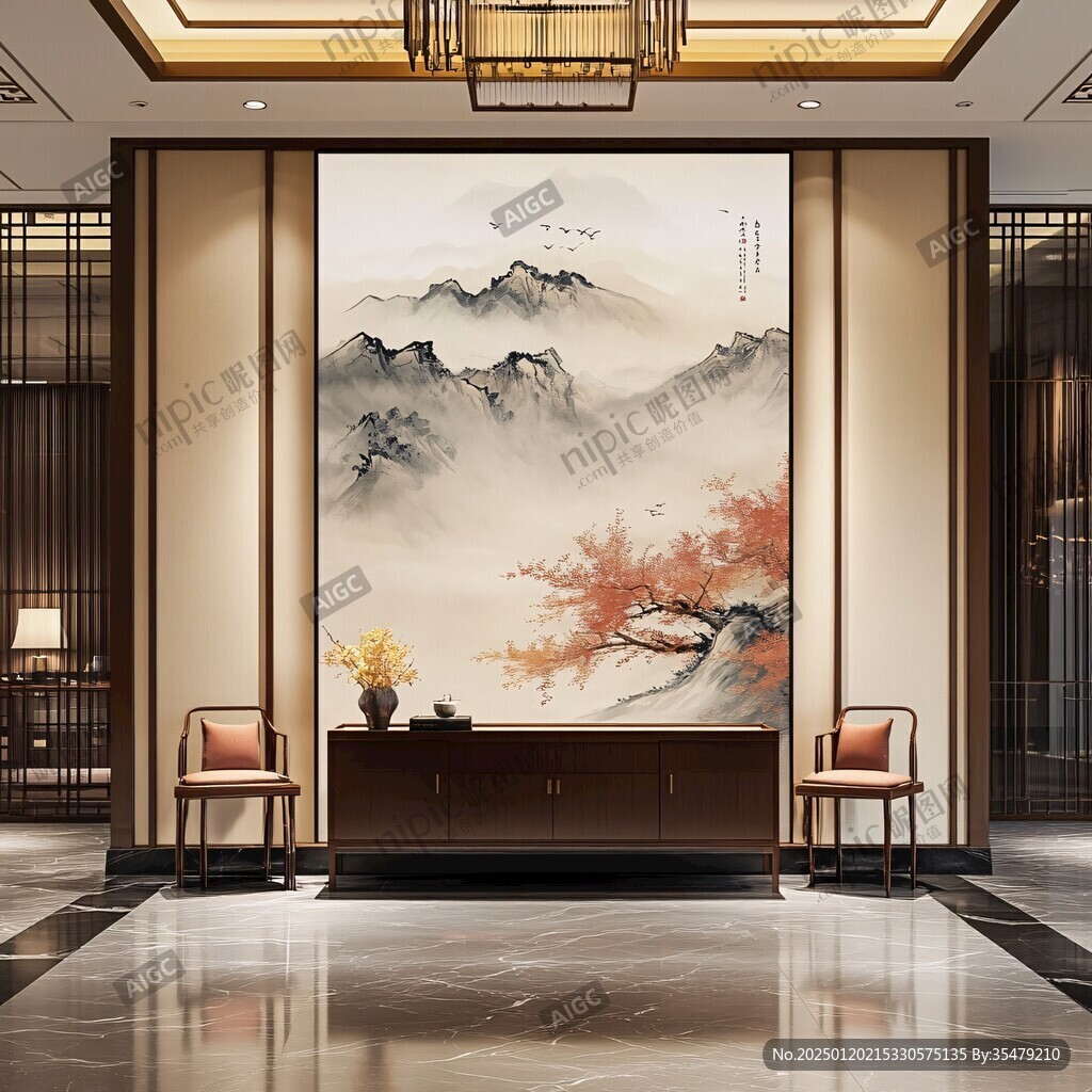 端景背景墙画