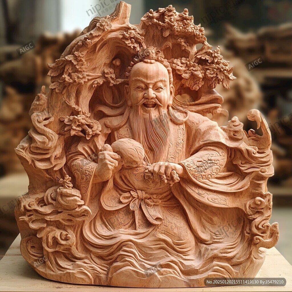 黄杨木雕东方朔偷桃