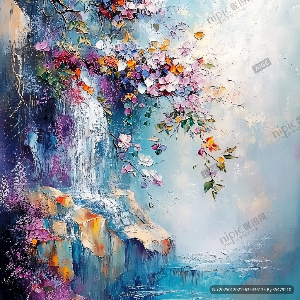 梦幻花鸟油画