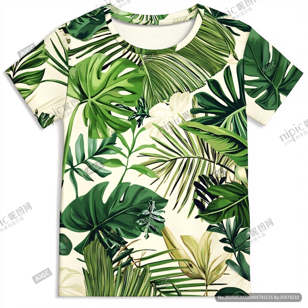 热带植物衣服印花