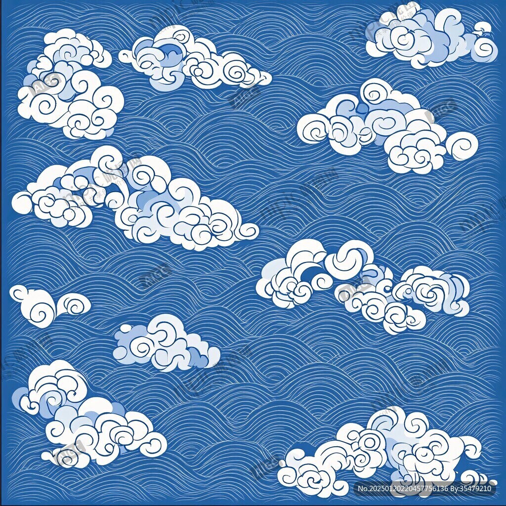 中式图案云纹浪花