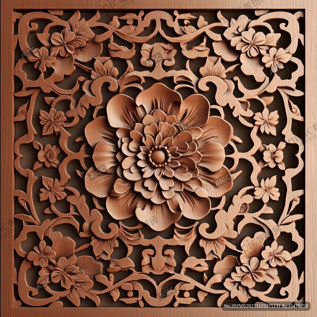 木雕精雕素材花纹