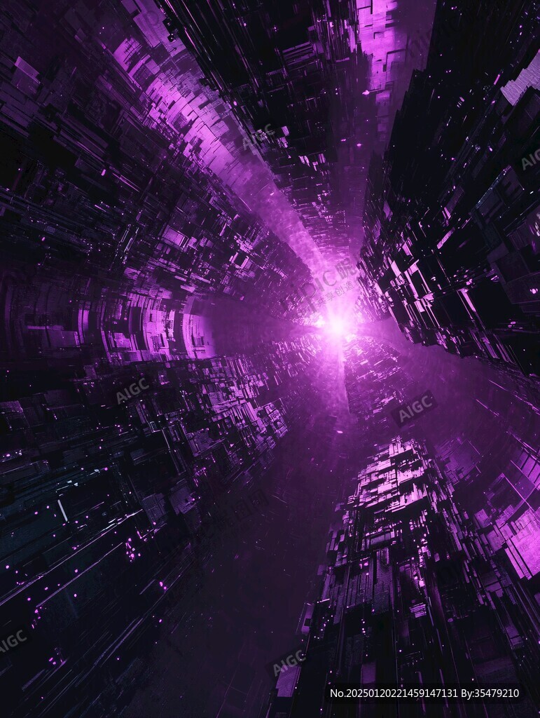 紫色发光高楼