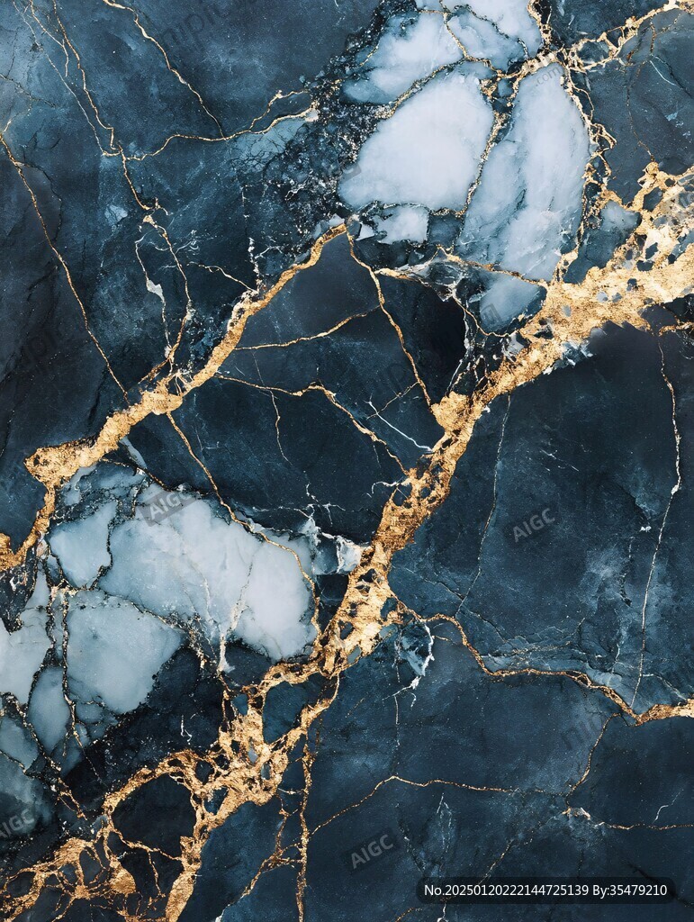 蓝底金线大理石