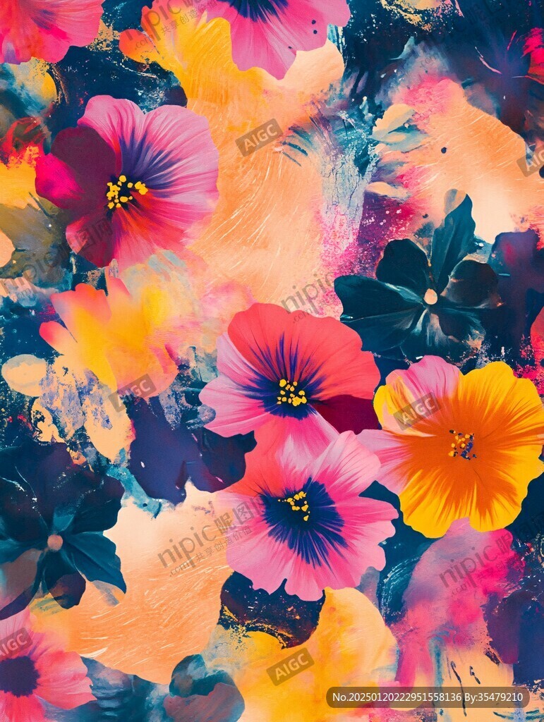 数码印花图案花卉