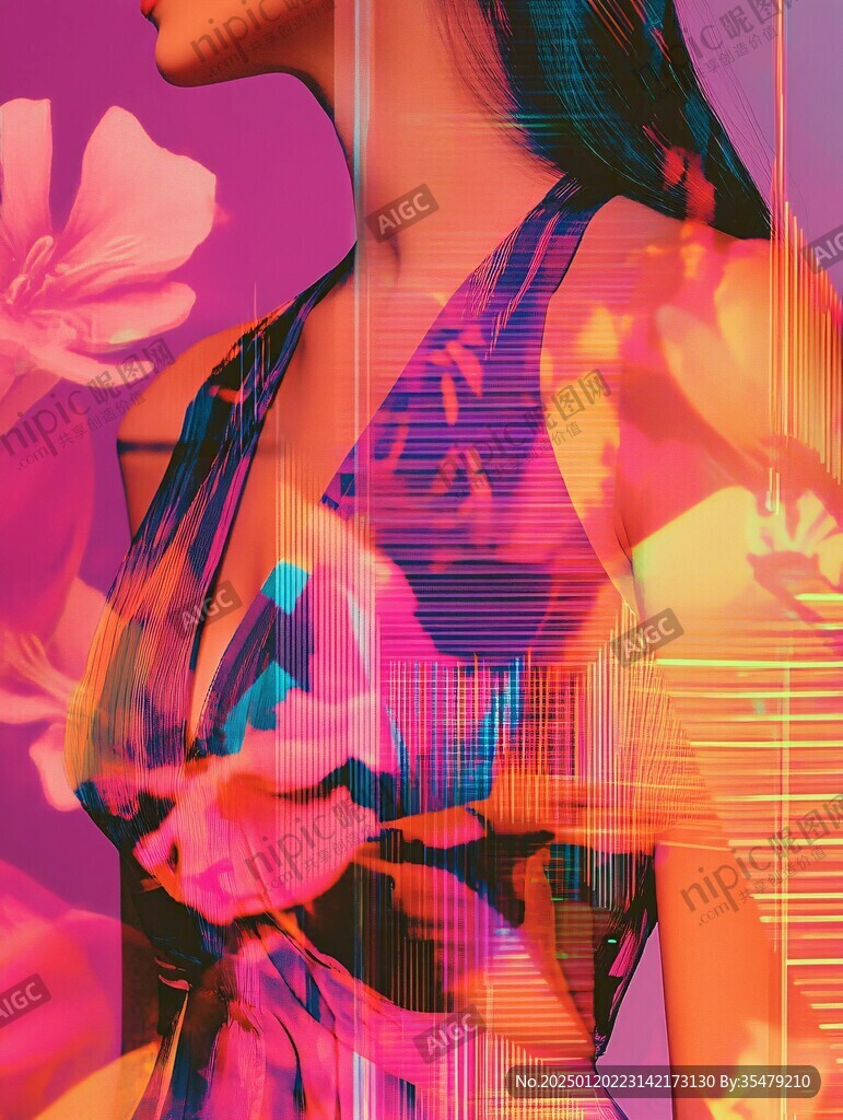 线条色块花卉