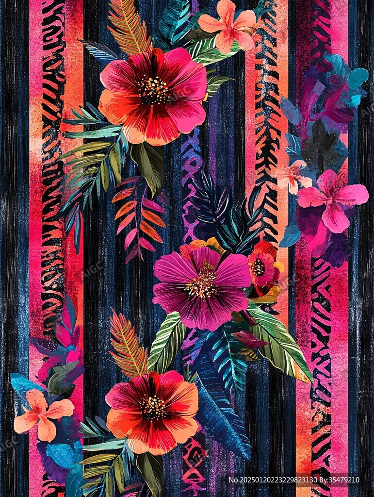 彩色花纹条纹印花