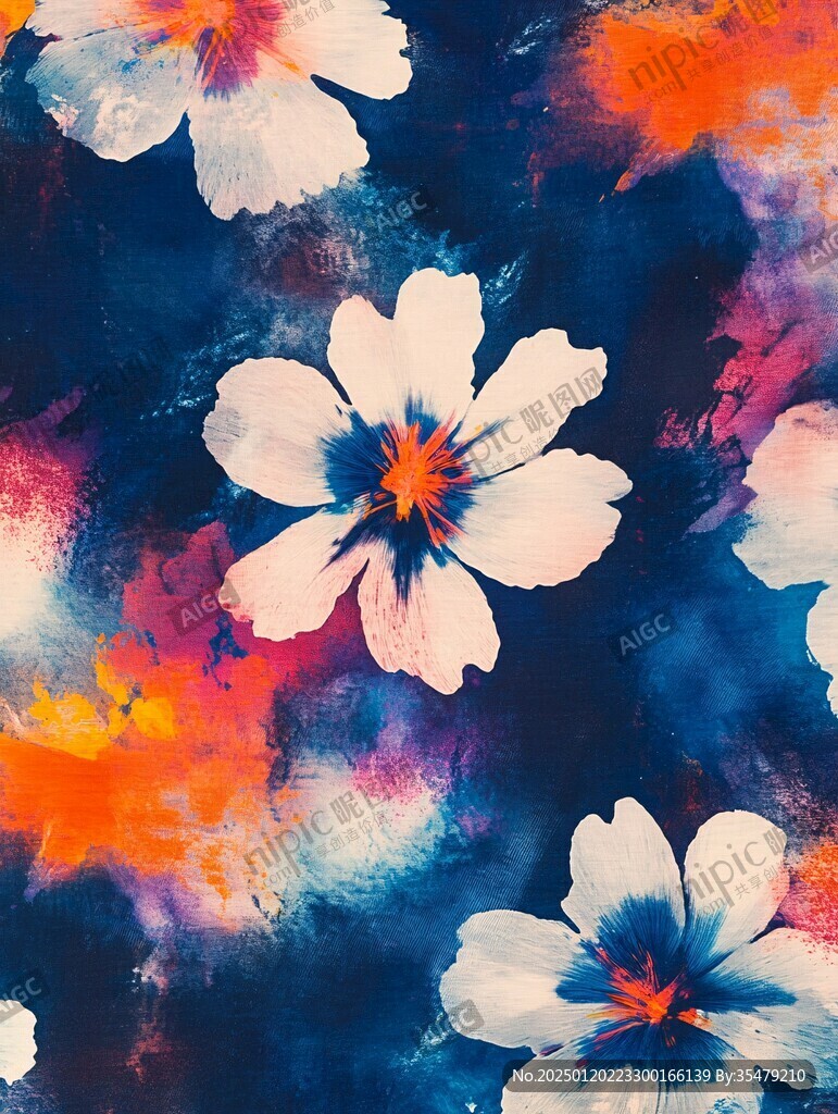 抽象底纹色水墨花