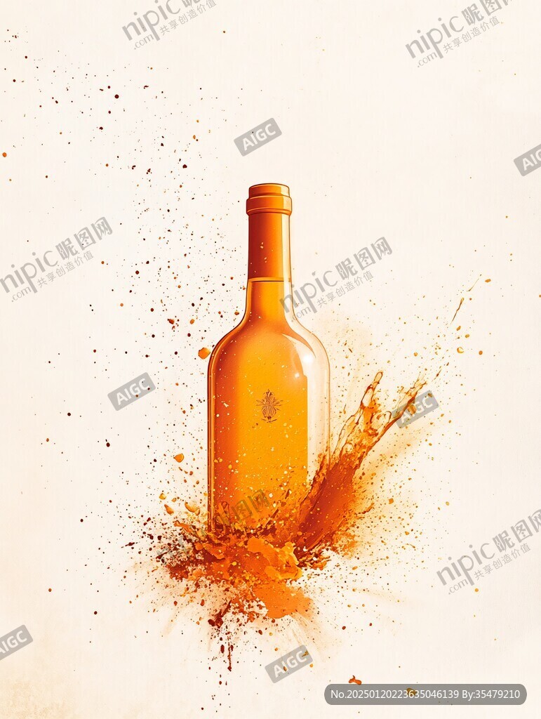 橘黄色酒瓶设计