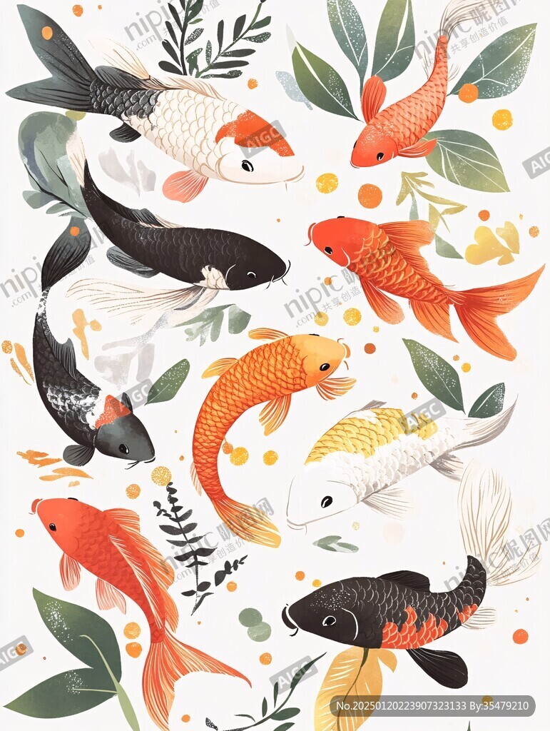 锦鲤文具插画