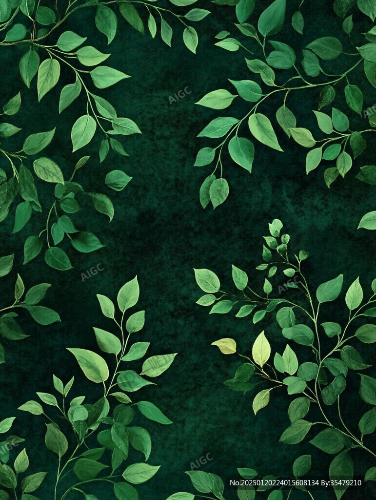 绿色植物平铺背景