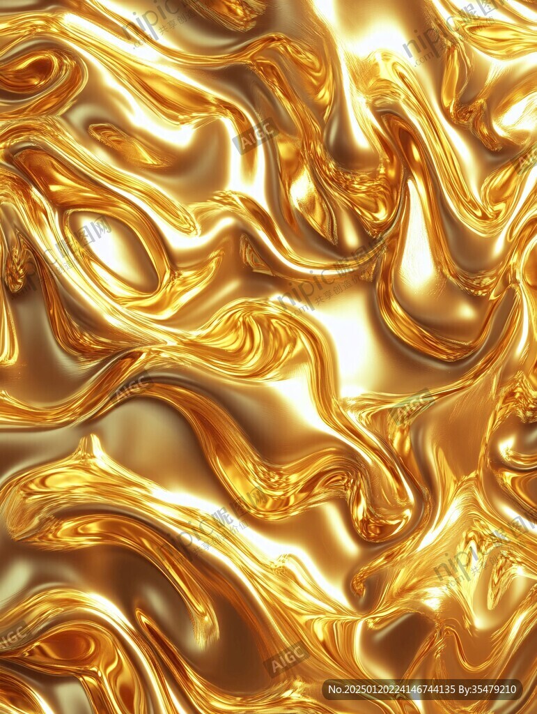 金色抽象流体纹理背景