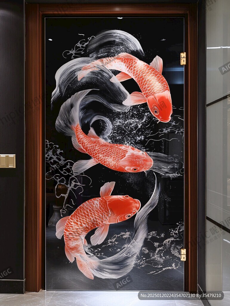 酒店锦鲤装饰画
